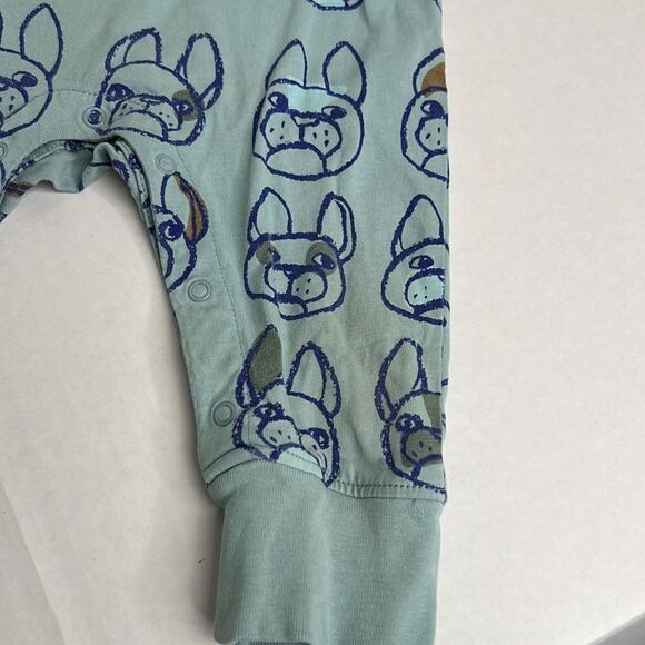 Tea Collection short sleeve blue one piece French Bulldog Print size 6-9 month - Picture 5 of 9